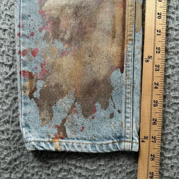 Levis 505 Jeans Mens‎ 28 x 30 Orange Tab Paint Splatter Distressed Vintage 90's